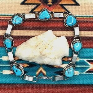 Turquoise and Sterling Silver Link Bracelet